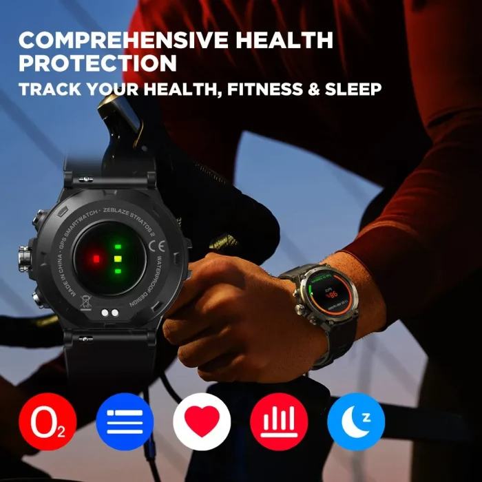 Zeblaze Stratos 2 GPS Smart Watch AMOLED Display 24h Health Monitor 5 ATM Long Battery Life Smartwatch for Men - Image 5