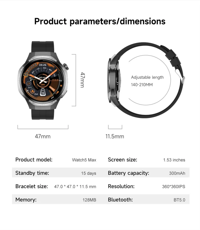 New For Huawei Watch GT5 Pro Smart Watch HD AMOLED Screen NFC GPS Tracker Bluetooth Call Health Waterproof Smartwatch Men Women - Image 37