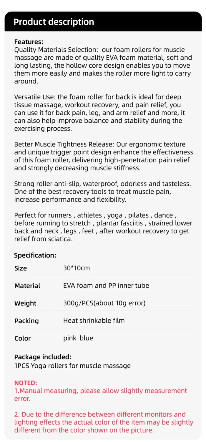 Foam Roller-for Deep Tissue Massage,Back Pain Relief Muscle Roller, Massage EVA Roller for Self Massage Exercise, Yoga, Pilates - Image 11