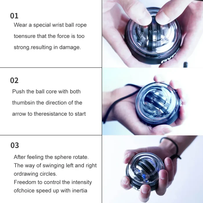 1pc Gyroscopic Power Ball Autostart Range Gyro Power Wrist Ball Arm Hand Muscle Force Training Fitness Equipment - Image 7