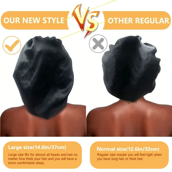 1pc Big Bonnets for Women Hair Care Large Satin Bonnet Silk Bonnet Hair Wrap for Sleeping Sleep Cap With Elastic Soft Band - Image 3