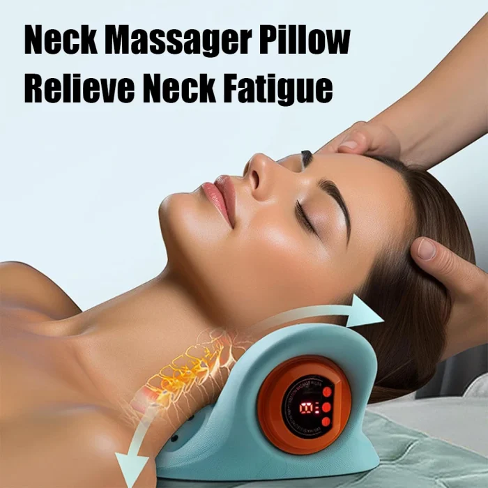 Electric Cervical Massager Neck Stretcher Pulse Traction Heating Pain Relif Chiropractic Traction Head Acupoint Massage Pillow - Image 13