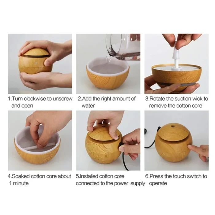 USB Ultrasonic Cool Mist Sprayer Essential Oil Fragrance Mini Home Wood Grain Air Humidifier Electric Air Aroma Diffuser Purifie - Image 20