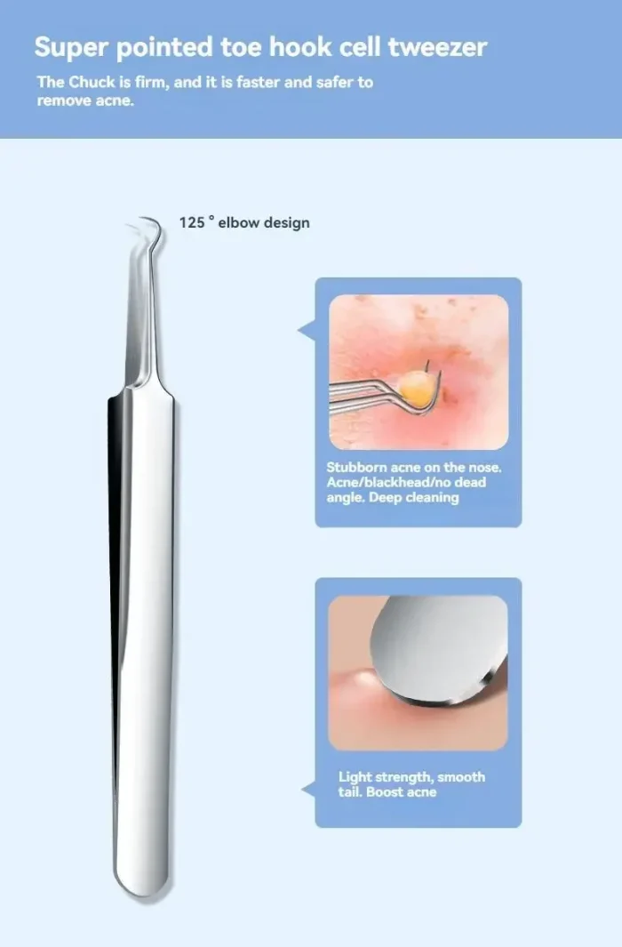 11Pcs Ingrown Hair Tweezers Acne Blackhead Removal Needles Black Dots Cleaner Pore Cleaner Deep Cleansing Face Skin Care Tools - Image 14