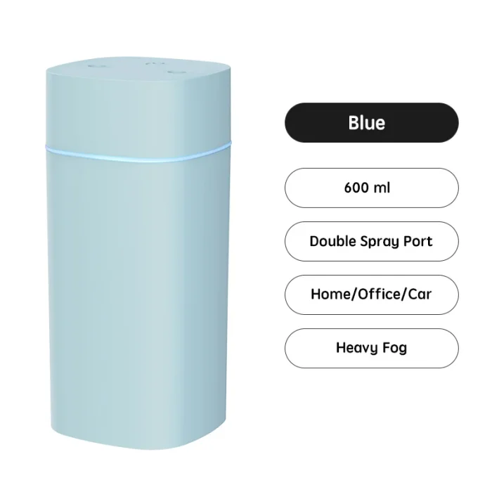 USB Air Humidifier Double Spray Port Essential Oil 600ml Aromatherapy Humificador Cool Mist Maker Fogger Purify for Home Office - Image 7