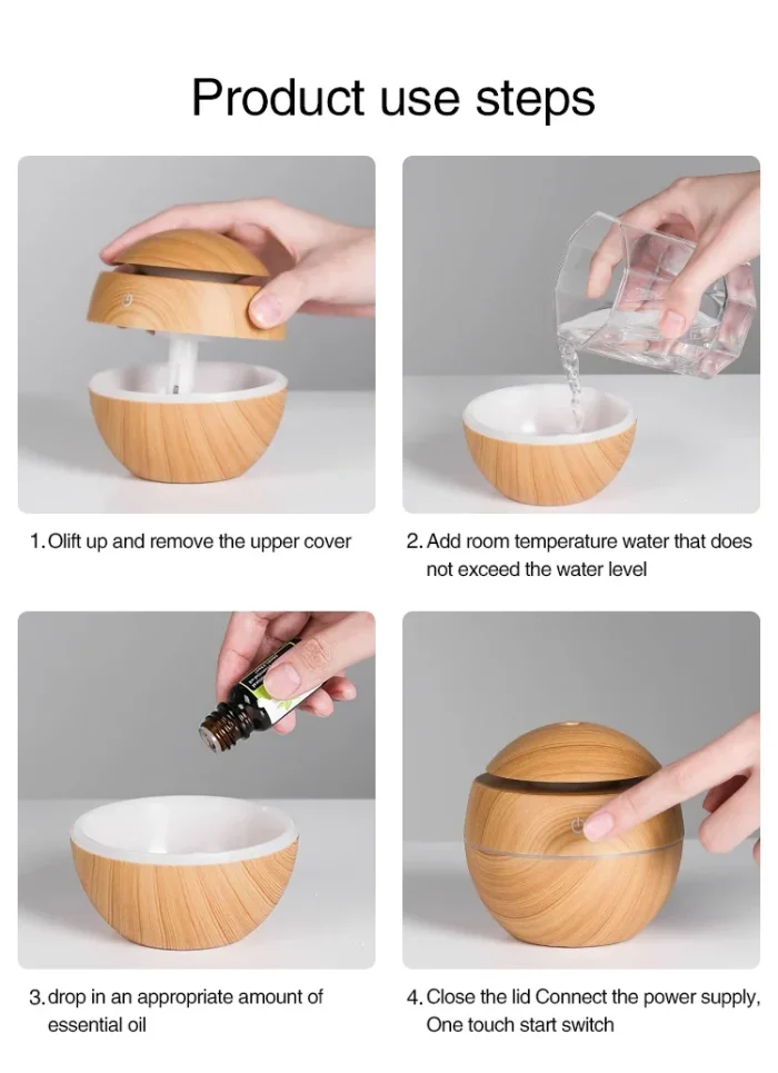 USB Ultrasonic Cool Mist Sprayer Essential Oil Fragrance Mini Home Wood Grain Air Humidifier Electric Air Aroma Diffuser Purifie - Image 17