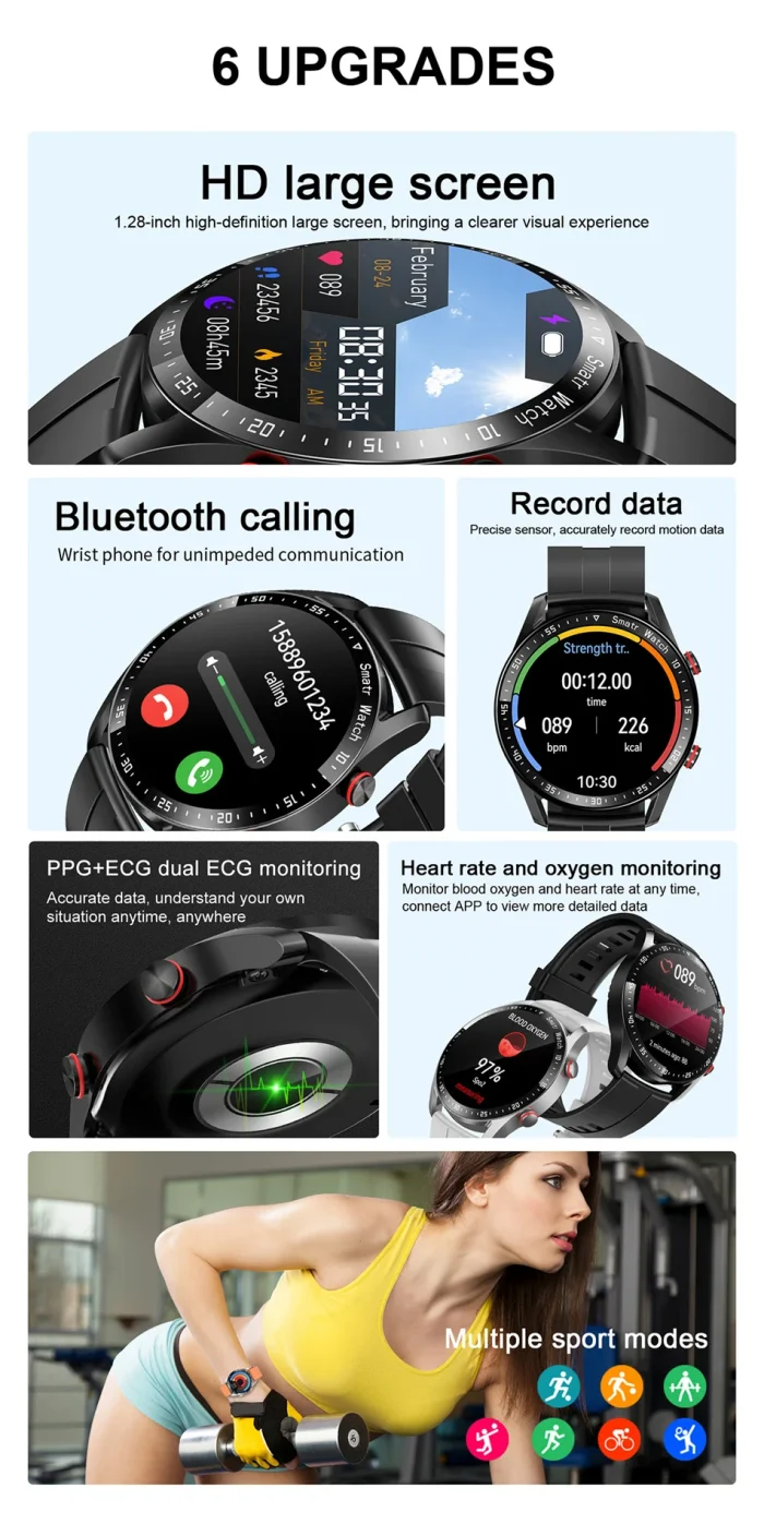 ECG+PPG Bluetooth Call Smart Watch Men Laser Health Blood Pressure Fitnes Sports Watches Man Sports Waterproof Smartwatch+Box - Image 14