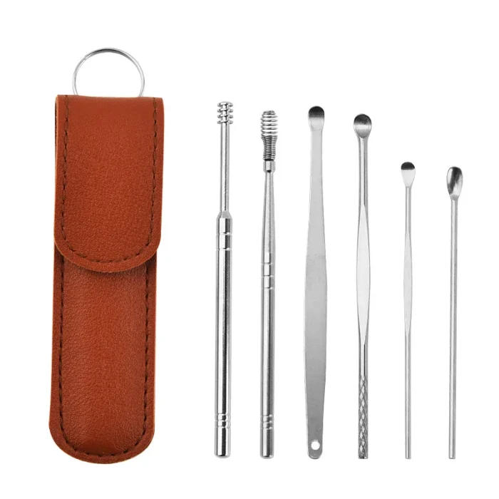 6Pcs/set ear cleaner Ear Wax Pickers Stainless Steel Earpick Wax Remover piercing kit earwax Curette Spoon Care Ear Clean Tools - Image 10