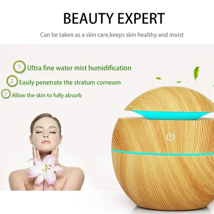 USB Ultrasonic Cool Mist Sprayer Essential Oil Fragrance Mini Home Wood Grain Air Humidifier Electric Air Aroma Diffuser Purifie - Image 12