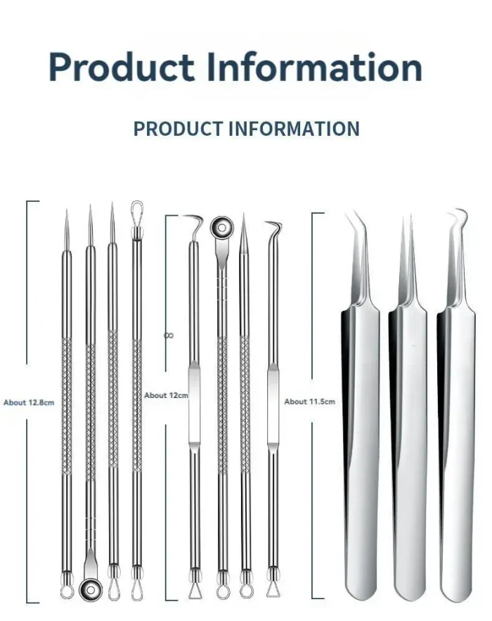 11Pcs Ingrown Hair Tweezers Acne Blackhead Removal Needles Black Dots Cleaner Pore Cleaner Deep Cleansing Face Skin Care Tools - Image 26