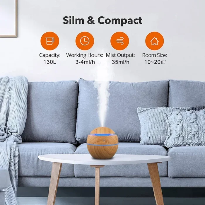 USB Ultrasonic Cool Mist Sprayer Essential Oil Fragrance Mini Home Wood Grain Air Humidifier Electric Air Aroma Diffuser Purifie - Image 2
