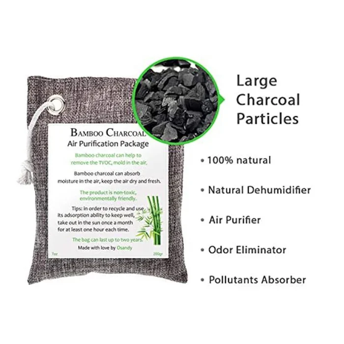 1PC Bamboo Charcoal Air Purifying Bag, 200g Natural Air Freshener Bags Natural Bamboo Charcoal Air Purification Bag - Image 2