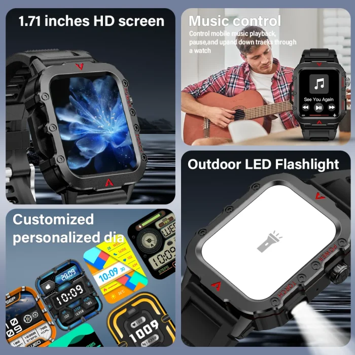 LAXASFIT 2024 New LED Men's Smartwatch Bluetooth Talking Smartwatch Multi Sport Mode Health Monitoring Smart Watch - Image 2
