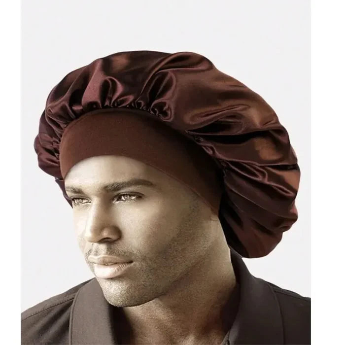 Satin Bonnets Night Sleeping Cap Large Elastic Wide Soft Band Colorful Silk Hat for Curly Hair Care Beauty Makeup for Women - Image 16