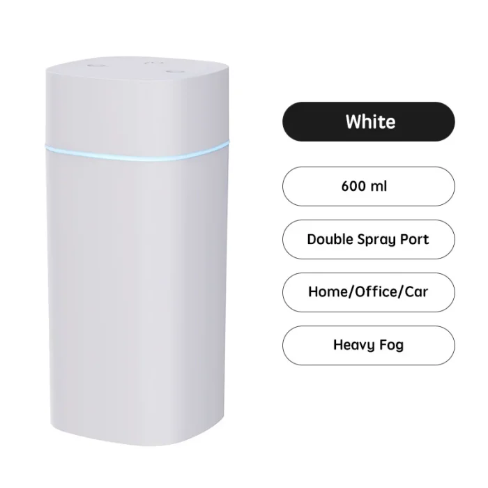 USB Air Humidifier Double Spray Port Essential Oil 600ml Aromatherapy Humificador Cool Mist Maker Fogger Purify for Home Office - Image 9
