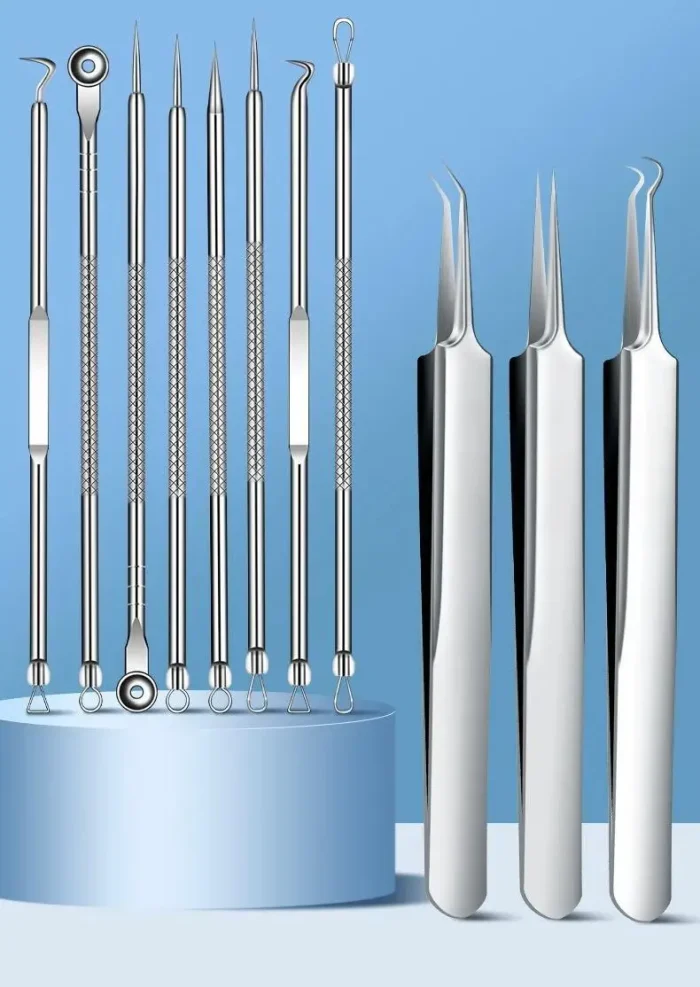 11Pcs Ingrown Hair Tweezers Acne Blackhead Removal Needles Black Dots Cleaner Pore Cleaner Deep Cleansing Face Skin Care Tools - Image 8