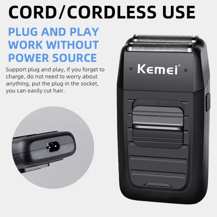 Kemei Rechargeable Cordless Shaver for Men Twin Blade Reciprocating Beard Razor Face Care Multifunction Strong Trimmer KM-1102 - Image 6