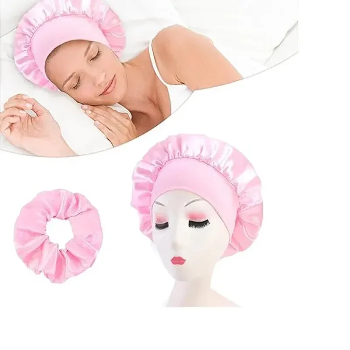 Satin Bonnets Night Sleeping Cap Large Elastic Wide Soft Band Colorful Silk Hat for Curly Hair Care Beauty Makeup for Women - Image 18