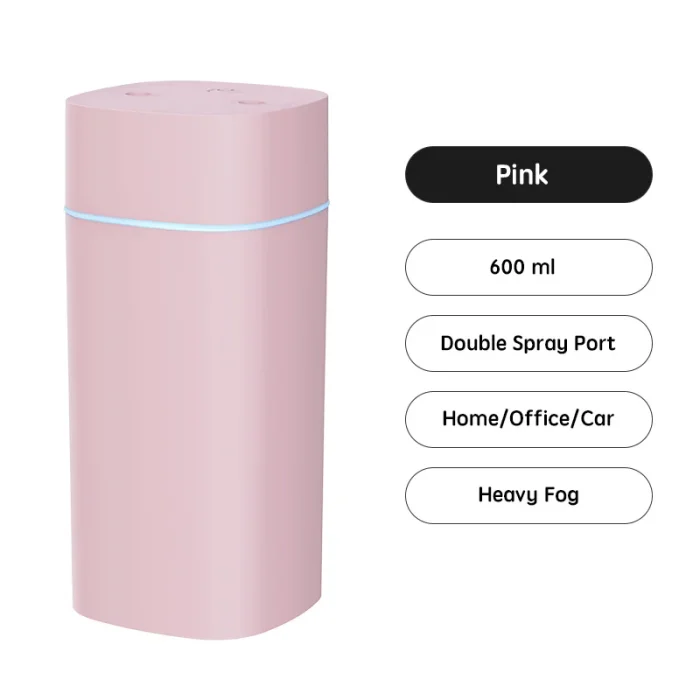 USB Air Humidifier Double Spray Port Essential Oil 600ml Aromatherapy Humificador Cool Mist Maker Fogger Purify for Home Office - Image 8