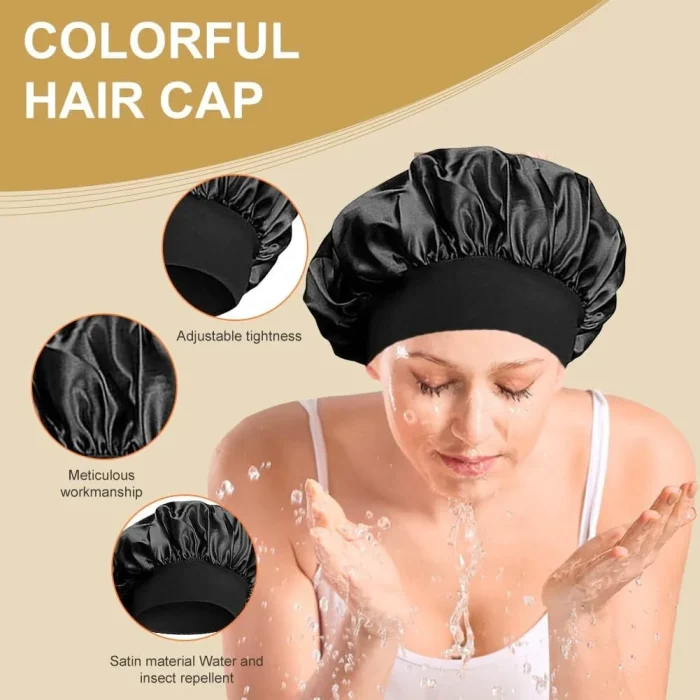 Shower Cap Hairdressing Hair Care Hat High Elasticity Monthly Shower Cap Female Nursing Satin Sleeping Cap - Image 6