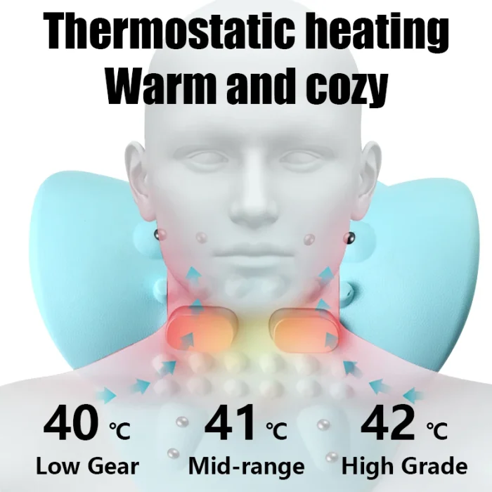 Electric Cervical Massager Neck Stretcher Pulse Traction Heating Pain Relif Chiropractic Traction Head Acupoint Massage Pillow - Image 11