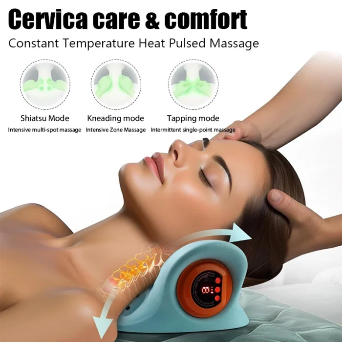 Electric Cervical Massager Neck Stretcher Pulse Traction Heating Pain Relif Chiropractic Traction Head Acupoint Massage Pillow - Image 10