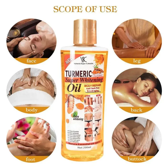 Turmeric Essential Oil Facial Body Massage oil Moisturizing Diffuser Aromatherapy Brightening Smoothing Body Face Skin Care 200m - Image 6