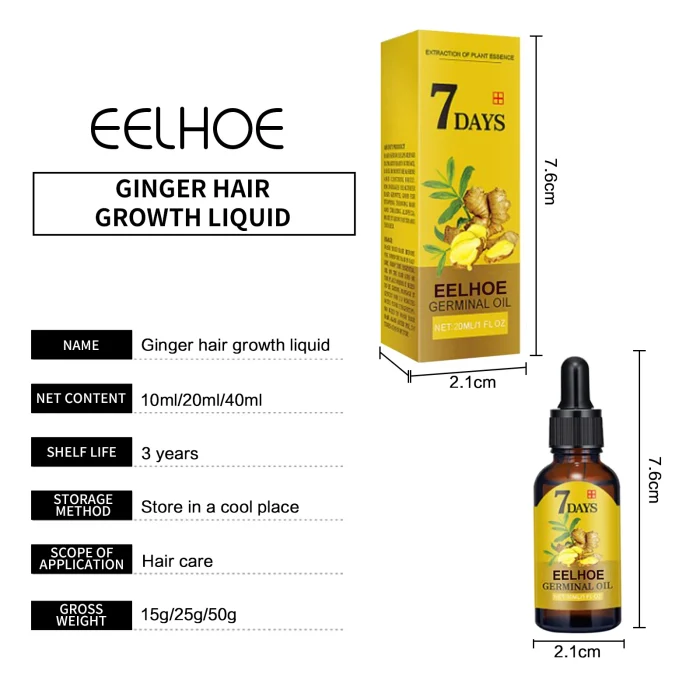 EELHOE Ginger Hair Growth Oil Natural Essentail Anti-Hair Loss Treatment Hair Hydrating Growth Nutrient Solution Care Products - Image 17