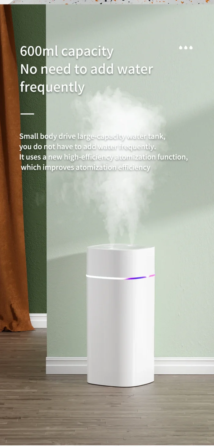 USB Air Humidifier Double Spray Port Essential Oil 600ml Aromatherapy Humificador Cool Mist Maker Fogger Purify for Home Office - Image 16