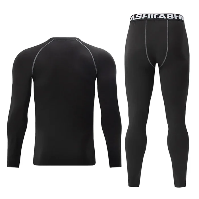 2-piece men's tight warm long-sleeved trousers suit for autumn and winter men's fitness pants shirt running yoga athletes' sport - Image 20