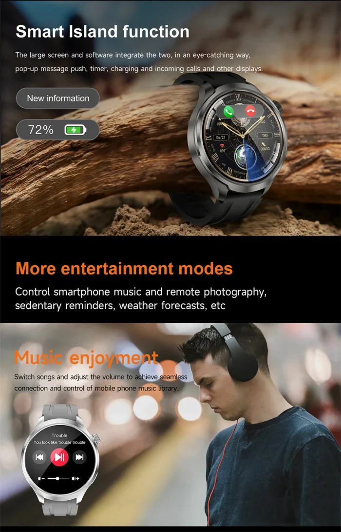 New 1.85"AMOLED HD Smart Watch Men GPS Outdoor Sports Compass Waterproof Watches NFC Health Monitor Bluetooth Call Smartwatch - Image 28