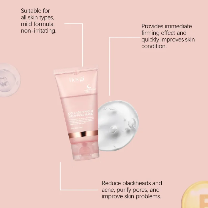 Collagen Overnight Wrapping Mask Fade Fine Lines Firming Deep Hydrating Replenishment Shrink Pores Brightening Korean Skin Care - Image 2