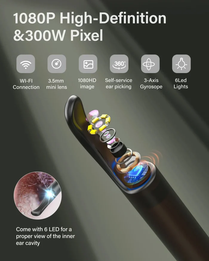 Bebird Xlife X0 Ear Cleaner Wax Remover Tool Smart Visual Stick Otoscope 1080P HD Earpick Endoscope Earring Personal Health Care - Image 4