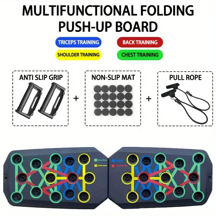 Portable Multifunctional Push-up Board Set With Handles Foldable Fitness Equipment For Chest Abdomen Arms And Back Training - Image 8