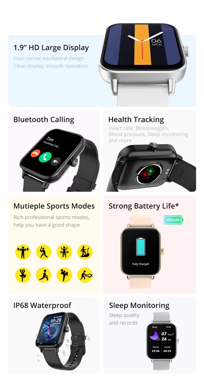 COLMI Voice Calling Smartwatch Men 24H Health Monitor 100+ Sports Modes, Bluetooth Smart Watch Women 1.9 inch Display - Image 12