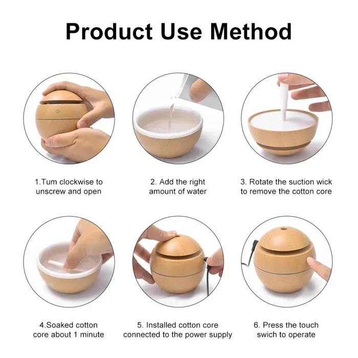 USB Ultrasonic Cool Mist Sprayer Essential Oil Fragrance Mini Home Wood Grain Air Humidifier Electric Air Aroma Diffuser Purifie - Image 5