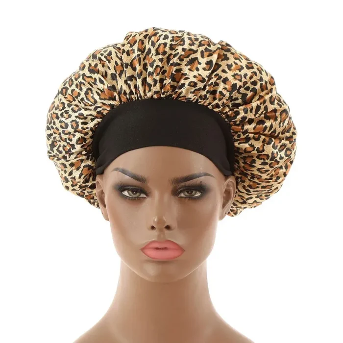 Satin Bonnets Night Sleeping Cap Large Elastic Wide Soft Band Colorful Silk Hat for Curly Hair Care Beauty Makeup for Women - Image 10