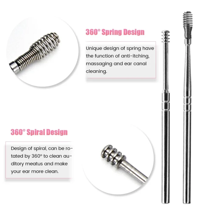 6Pcs/set ear cleaner Ear Wax Pickers Stainless Steel Earpick Wax Remover piercing kit earwax Curette Spoon Care Ear Clean Tools - Image 13