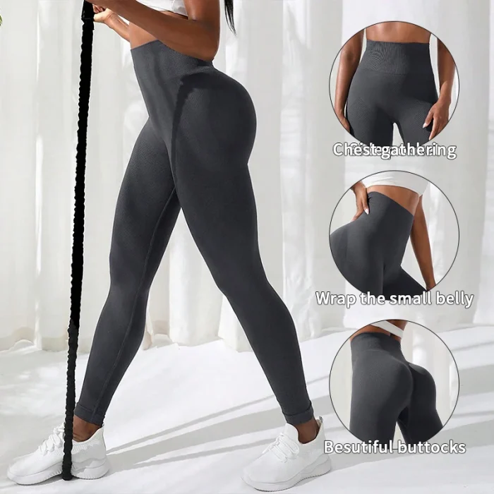 Women Pants Gym Yoga Seamless Sports Clothes Stretchy High Waist Athletic Exercise Fitness Leggings - Image 9