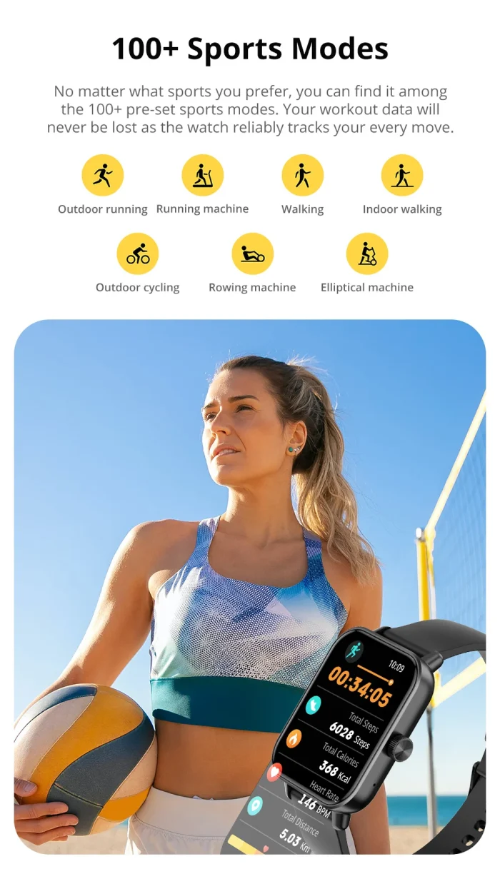 COLMI Voice Calling Smartwatch Men 24H Health Monitor 100+ Sports Modes, Bluetooth Smart Watch Women 1.9 inch Display - Image 18