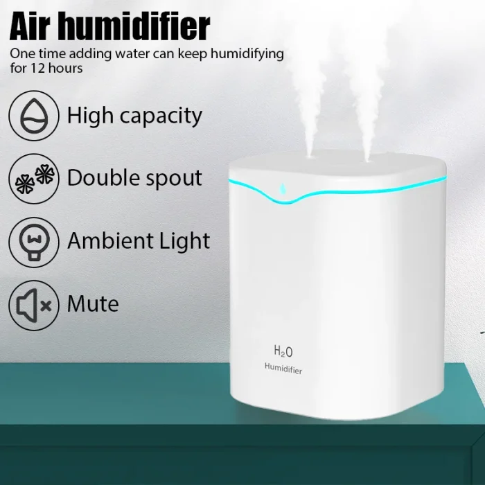 Xiaomi 2000ML USB Air Humidifier Double Spray Port Essential Oil Aromatherapy Humificador Cool Mist Maker Fogger Purify for Home - Image 5