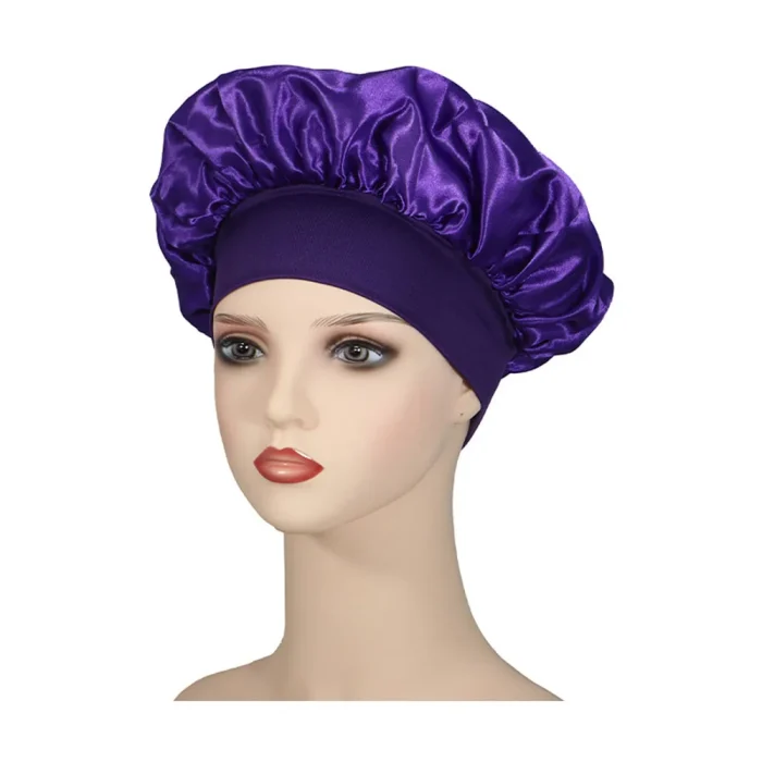 Newly Satin Night Hair Cap Women's Solid Sleeping Hat Sleep Care Bonnet Nightcap For Women Unisex Cap - Image 9