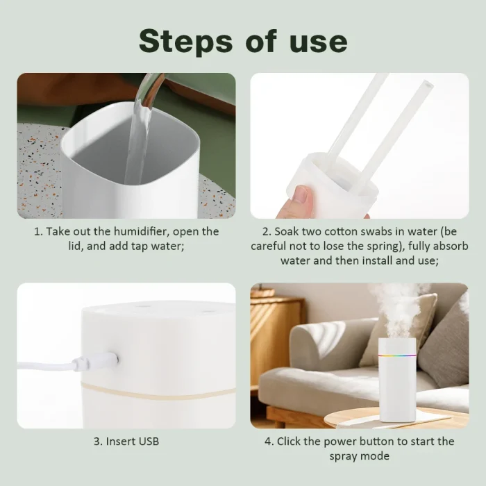 600ML Luminous Air Humidifier Double Spray Port Essential Oil Aromatherapy Humificador Cool Mist Maker Purify for Home Office - Image 9