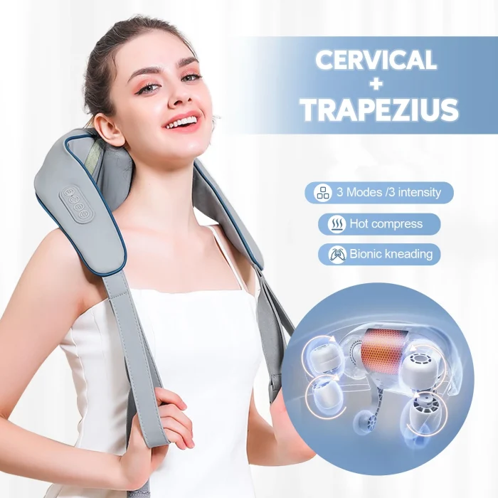 20W Wireless Trapezius Massager Neck And Shoulder Kneading Massager Neck And Back Massager Shawl Neck Cervical masajeador - Image 13