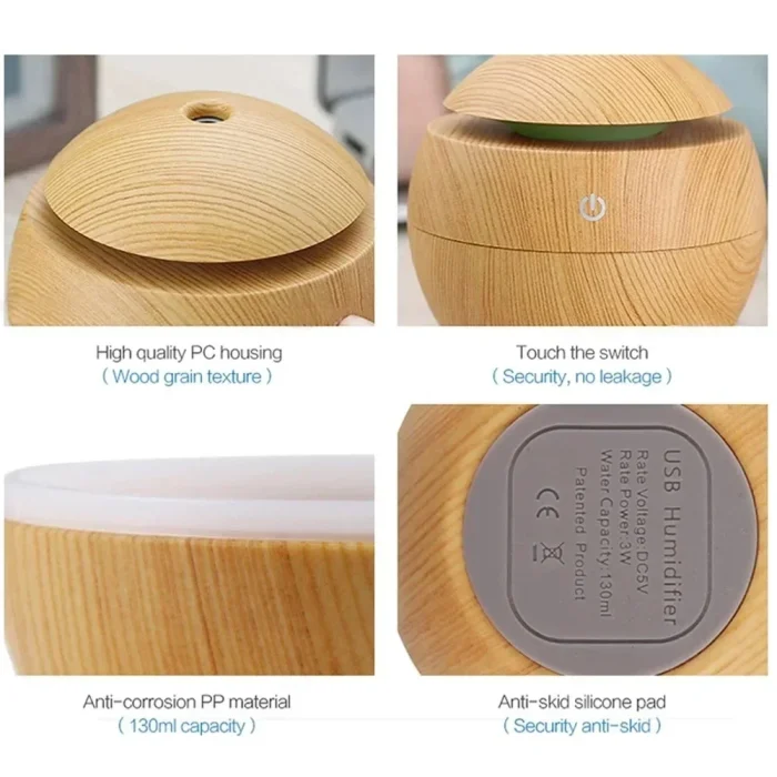 USB Ultrasonic Cool Mist Sprayer Essential Oil Fragrance Mini Home Wood Grain Air Humidifier Electric Air Aroma Diffuser Purifie - Image 19