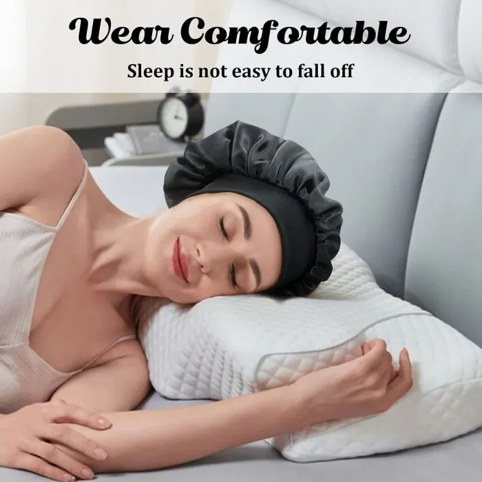 Newly Satin Night Hair Cap Women's Solid Sleeping Hat Sleep Care Bonnet Nightcap For Women Unisex Cap - Image 14