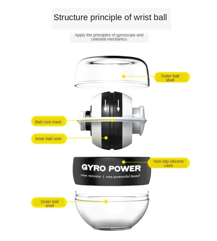 1pc Gyroscopic Power Ball Autostart Range Gyro Power Wrist Ball Arm Hand Muscle Force Training Fitness Equipment - Image 12