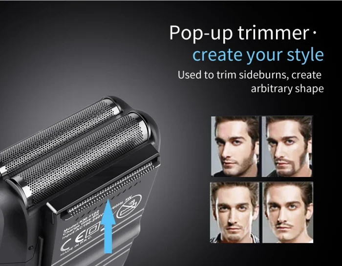Kemei Rechargeable Cordless Shaver for Men Twin Blade Reciprocating Beard Razor Face Care Multifunction Strong Trimmer KM-1102 - Image 13
