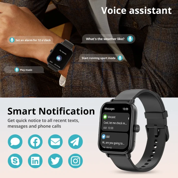 COLMI Voice Calling Smartwatch Men 24H Health Monitor 100+ Sports Modes, Bluetooth Smart Watch Women 1.9 inch Display - Image 5