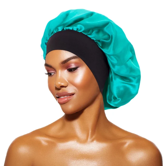Women's Satin Solid Bonnets Wide-brimmed Night Sleeping Bathing Hat Unisex Head Wrap Elastic Band Cap Hair Care Bonnet - Image 28